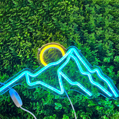 LED Decorative Lights USB Mountains Sunrise Sunset Led Neon Signs Home Decoration Wall Art Holiday Gift Brightness Adjustable 16.5''x11.8''