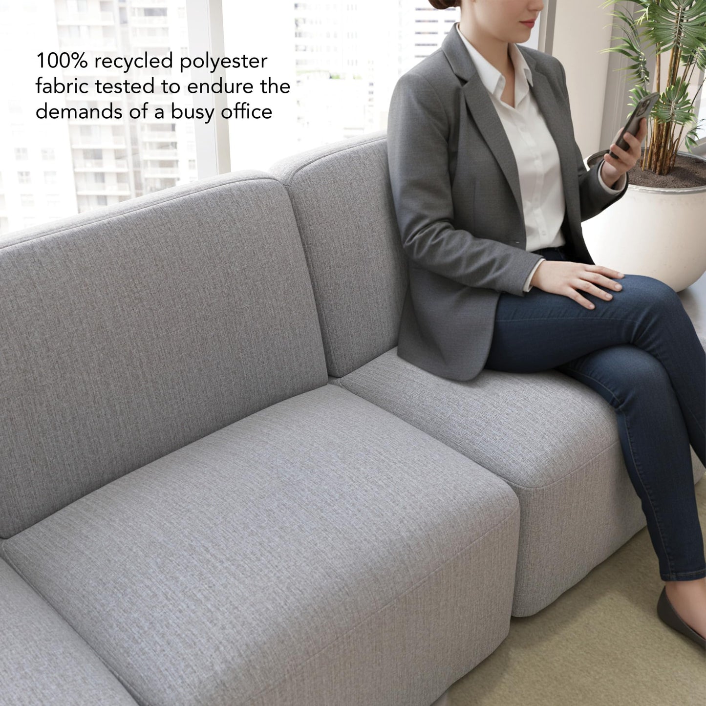 Bush Business Furniture Modular Armless Lounge Chair, Guest Seating for Lobby or Reception Area, Assemble Collection, Fog Fabric
