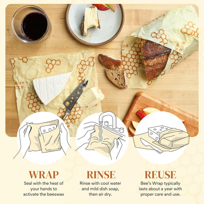 Bee's Wrap Beeswax Wraps for Food - Cut to Size 14x52" Beeswax Wrap Roll - Plastic Free Made in USA Reusable Natural Food Wrap - Honeycomb