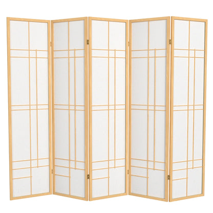 Red Lantern 6 ft. Tall Eudes Shoji Screen - Natural - 5 Panels