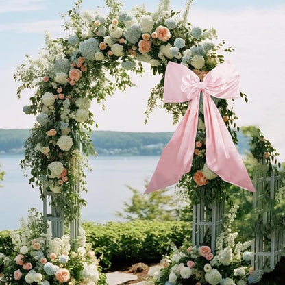 Coquette Giant Pink Bow Wall Decor - 24x48 Inch Ribbon Garland for Christmas, Birthdays & Weddings