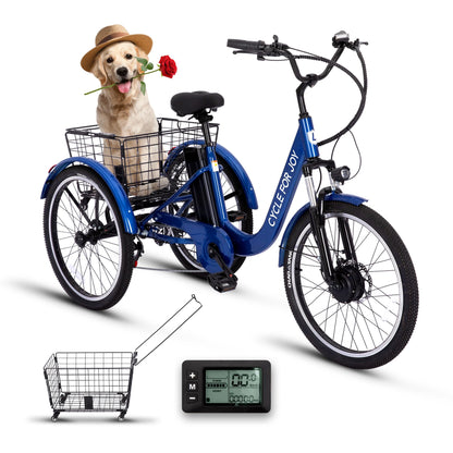 RegalRider Electric Tricycle for Adults, 7-Speed Electric Trike with 48V 624WH Removable Battery, 70Miles Long Lasting Range in PAS 1, 18.6Mph Max, 3 Wheel Electric Bike, Dual Disc, 24"