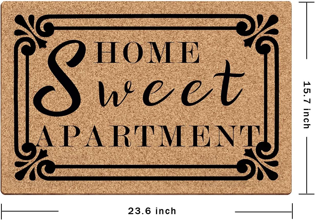Welcome Mat Home Sweet Apartment Doormat, Anti-Slip Rubber Back, Novelty Gift Mats for Indoor Outdoor