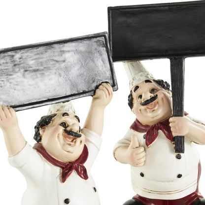 Deco 79 Polystone Chef Decorative Sculpture Kitchen Decorative Figurine Home Decor Statue with Chalkboard, Accent Figurine 10" x 6" x 14", White