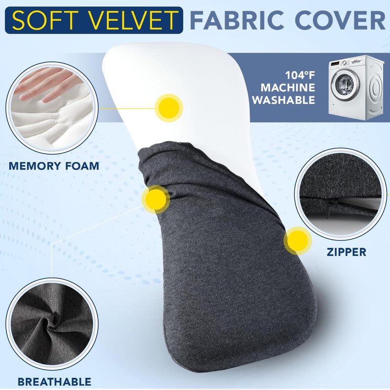 Hapiclody Lumbar Support Pillow for Sleeping Memory Foam Lumbar Pillow for Lower Back Pain Relief Back Support Pillow for Side,Back and Stomach Sleepers-Bed Wedge Bolster Pillow Bed Rest Pillow(Gray)
