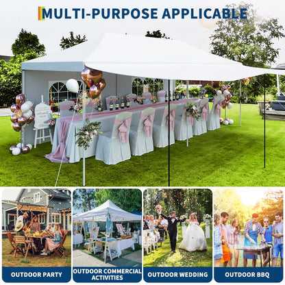 10X20Ft Pop Up Canopy Tent with 5 Removable Sidewalls & PE Windows, Wedding Party Tent Outdoor Waterproof UV50 Canopy Event Shelter Tents for Parties Car Port Vender Events, White
