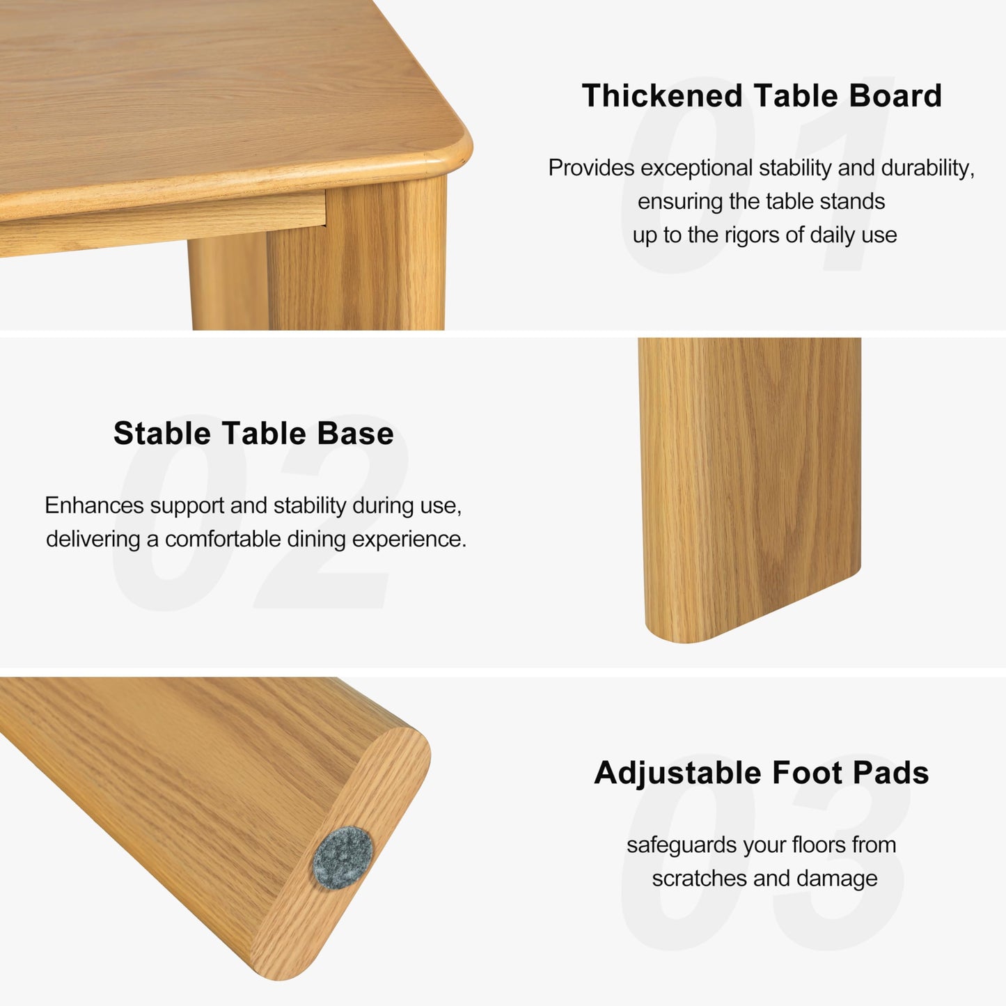 Casaphoria 67" Farmhouse Dining Table for 6，Wood Rectangular Living Room Table, Modern Kitchen Table with Sturdy Base & Thickened Tabletop, Easy to Assembly & Clean, Oak