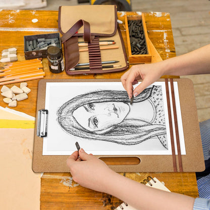tutata 13 x 17 Drawing Board, Sketch Board with Handle, Portable Art Clipboard for Drafting, Fit in Artist Tote
