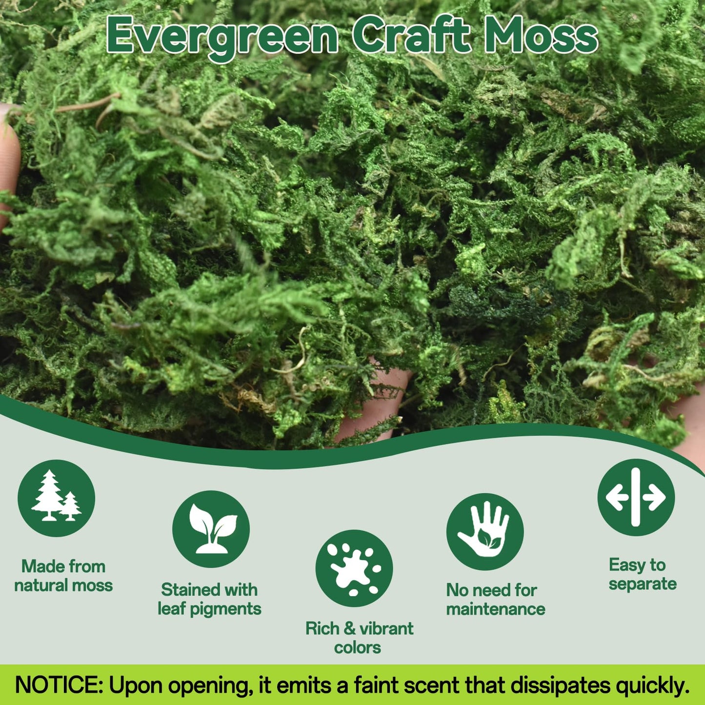 ZeeDix 8 oz Fake Green Moss for Crafts, Artificial Moss for Indoor Potted Plants, Decorative Moss for Table Centerpieces, DIY Projects, Fairy Garden, Wedding & Christmas Party Decor
