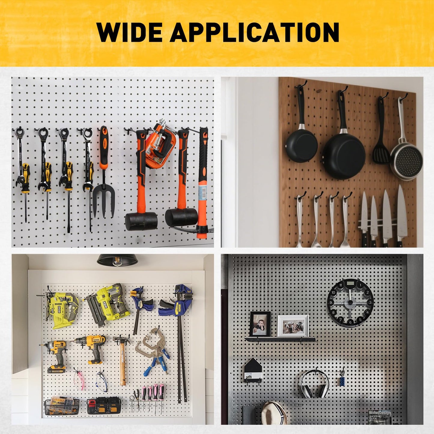 ELEAD 66-Piece 2/4/6 Inch Extra Thick Pegboard Hooks, Heavy Duty Peg Board Organizer Accessories, Peg Board Tool Hangers Fit for 1/4" Pegboard Hanging Tools Garage, Workshop, and Craft Storage