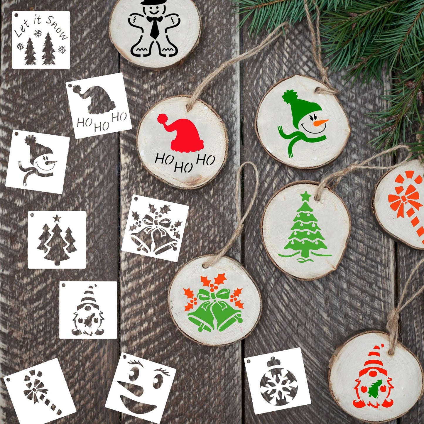 DZXCYZ 80 Pcs 4 x 4 Inch Christmas Stencils for Painting on Wood, Reusable Merry Christmas Ornament Snowflakes Holiday Stencils DIY Craft Template Set for Wall Rock Home Decor