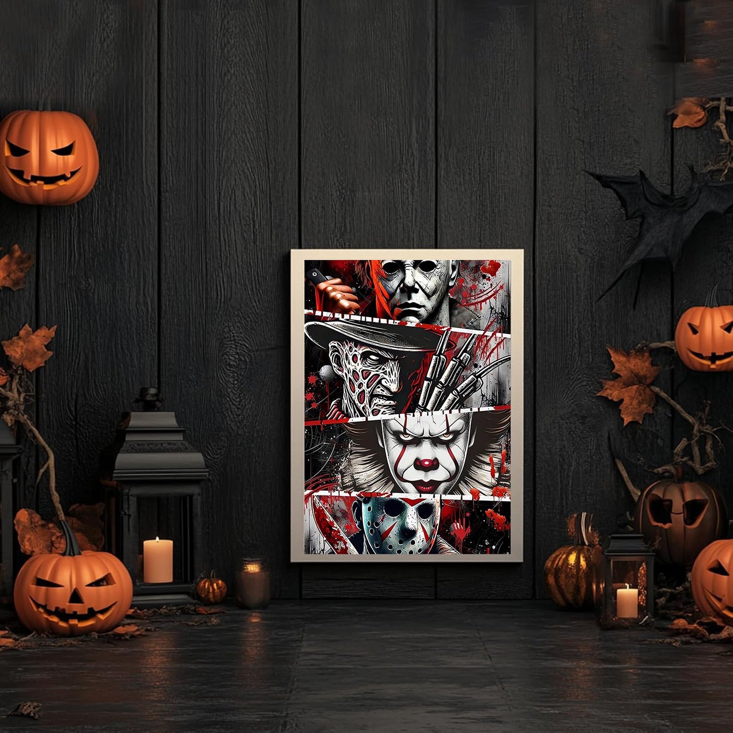 LILEIDECO 3 Pack Halloween Diamond Art Kits for Adults Beginners,Horror Diamond Painting Kits for Adults,5D Full Drill DIY Diamond Dot Gem Art Kit Wall Home Decor Arts Craft 12x16 inch