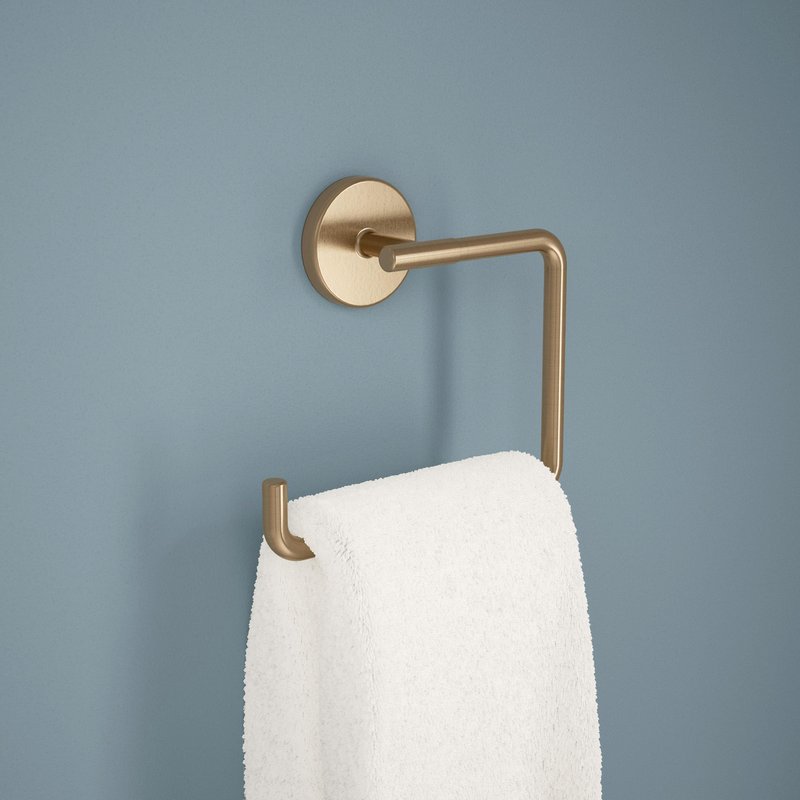 COVIXXIO Hand Towel Holder Champagne Bronze Towel Racks for Bathroom Wall Square Towel Ring Holder for Bath Towel Hanger for Kitchen, Bathroom Accessories (Squre (Screw))