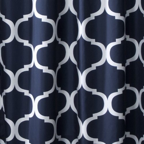 Lush Decor Geo Shower Curtain Single 72"W x 72"L Navy - Trellis Shower Curtains for Bathroom - Navy Bathroom Curtain