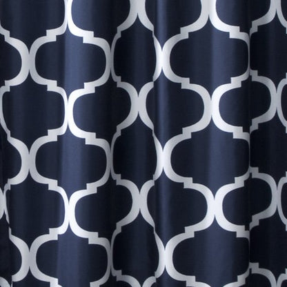 Lush Decor Geo Shower Curtain Single 72"W x 72"L Navy - Trellis Shower Curtains for Bathroom - Navy Bathroom Curtain