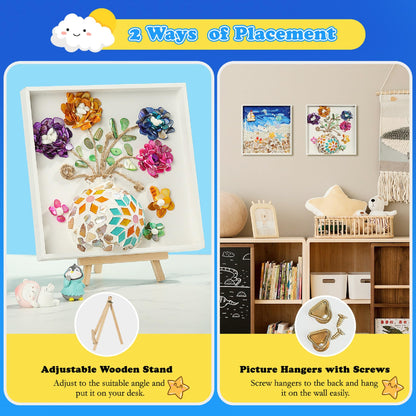 Kssiaz DIY Vase Mosaic Painting Kit, DIY Mosaic Arts and Craft Kits with Vase Flower Mosaic Accessories, Handmade Sticker Painting Gem Art Kit Christmas Room Decor