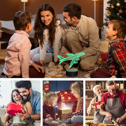 CoolGift Mart Airplane Night Light, 3D LED Optical Illusion Airplane Lamp with Remote Control and Timer, Christmas and Birthday Airplane Gifts for Men Boys Kids