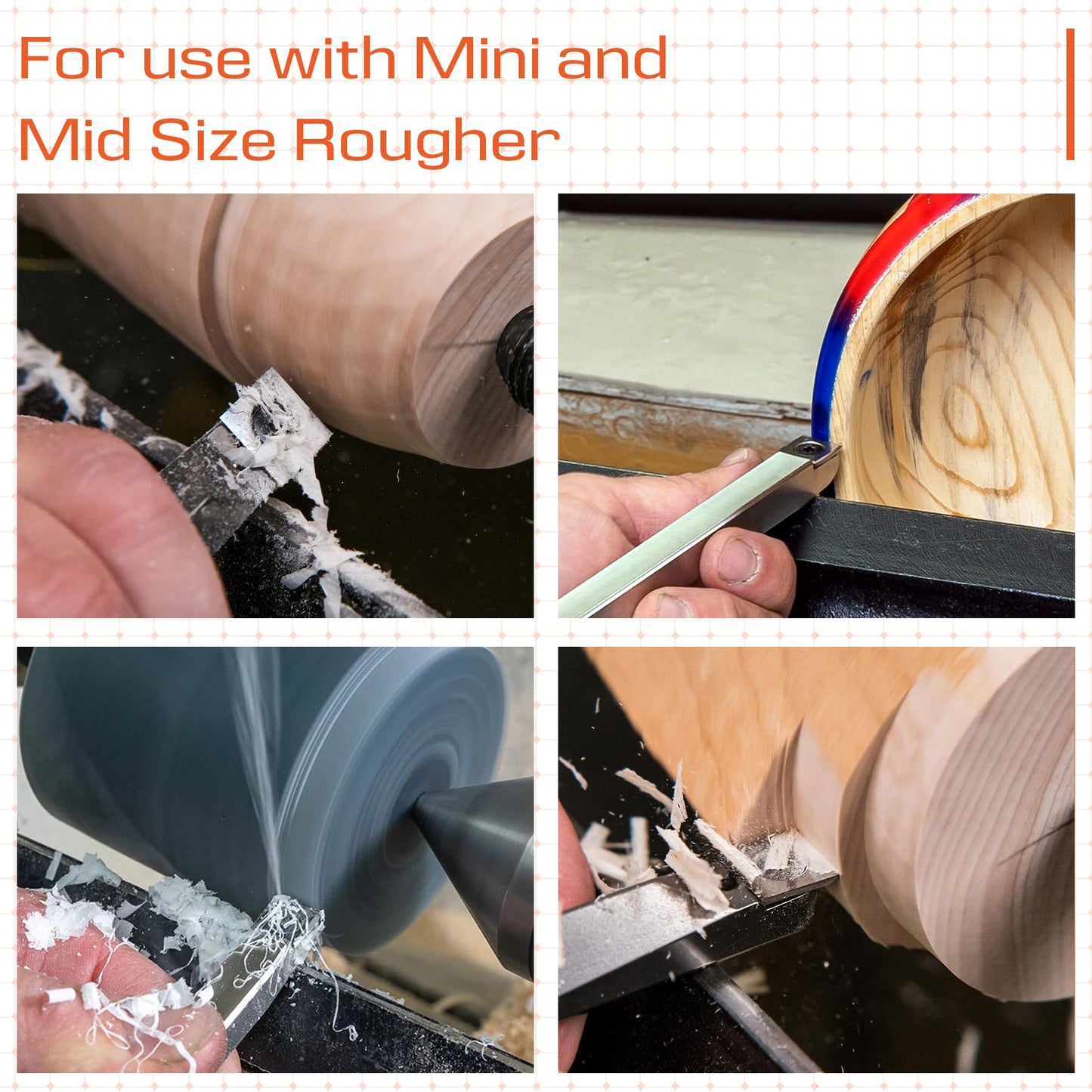 TANOMATE Negative Rake 11x11x2.0mm-R50 with Screws Carbide Replacement Inserts Cutter for Woodturning Lathe Tools.