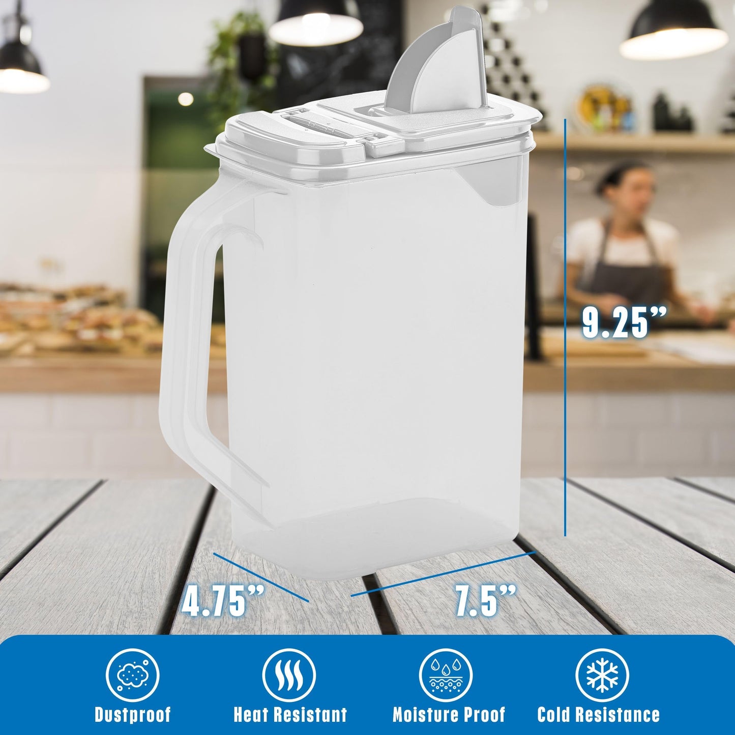 Buddeez Kitchen Pantry Container - Easy Grip Handle for Mess Free Use - Flour and Sugar Storage Made Simple - 4 Quart White Lid