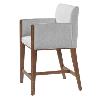 Christopher Knight Home Willer 24'' Comfy Upholstered Counter Height Bar Stools Set of 2, Counter Stools for Kitchen Island, Wood Dining Room Chair, Bar Stool with Footrest/Armrest, Walnut + Beige