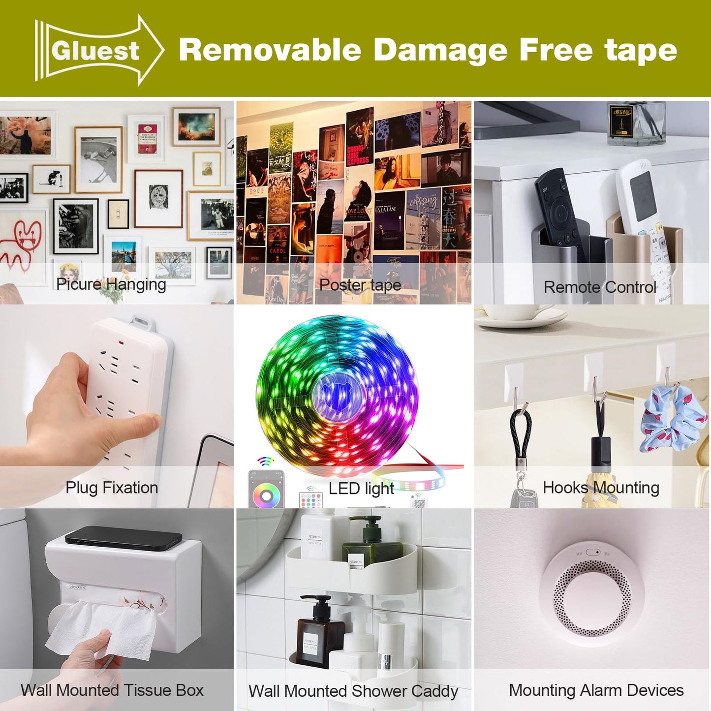 Double Sided Tape Heavy Duty,0.39INx 16.5FT Removeable Mounting Tape No Damage Wall Tape Damage Free Picture Hanging Strips,Strong Adhesive Strips Foam Tape for Home Office Decor Poster Art Craft
