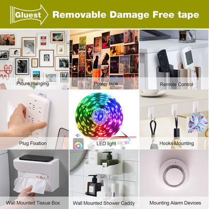 Double Sided Tape Heavy Duty,0.39INx 16.5FT Removeable Mounting Tape No Damage Wall Tape Damage Free Picture Hanging Strips,Strong Adhesive Strips Foam Tape for Home Office Decor Poster Art Craft