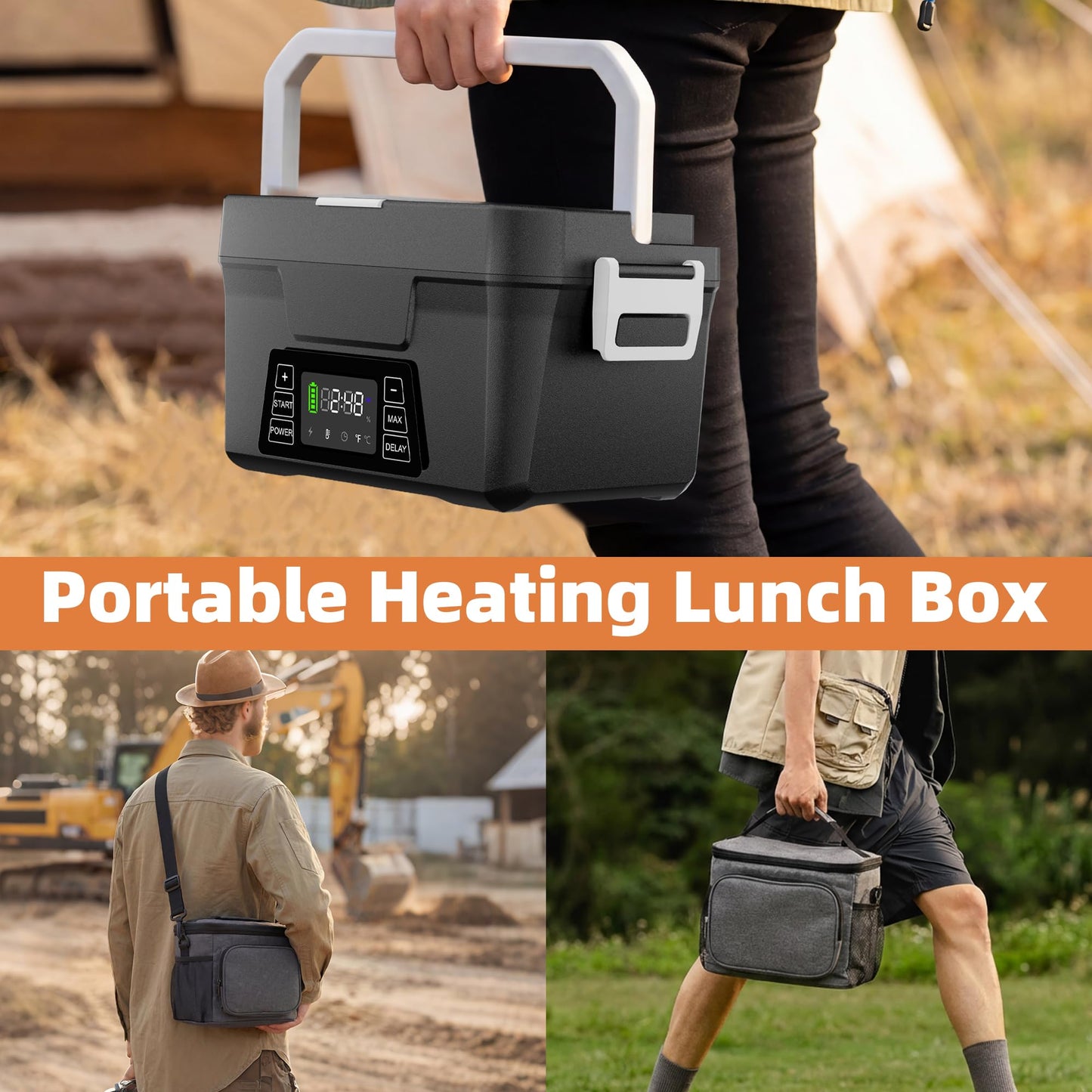 Vabaso Cordless Electric Lunch Box for Adults, App Control Heated Lunch Box with 27000mAh Detachable Battery, 1.2L Self Heating Lunchbox with Timer, Memory & Auto Keep Warm for Work Travel Outdoor