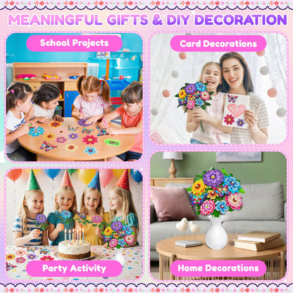 Flower Arts and Crafts for Kids ages 8-12: Double-layer Butterfly Diamond Art Kits for Kids Girls Toys age 6-8, Gem Art Small Diamond Painting Gifts for 6 7 8 9 10 11 12 Year Old Girl Birthday Gift