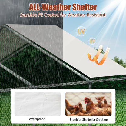 YOPTO Chicken Coop,10x20x6.56ft Large Metal Chicken Coop with Run,Walk in Chicken Run W/Removable Waterproof & Anti-Ultraviolet Cover,Chicken Pen W/Security Lock,Hen House Enclosure for Farm,Yard