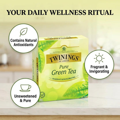 Twinings Green Tea Bags - All-Natural, Pure Flavor - 100 Count for Refreshing Brews
