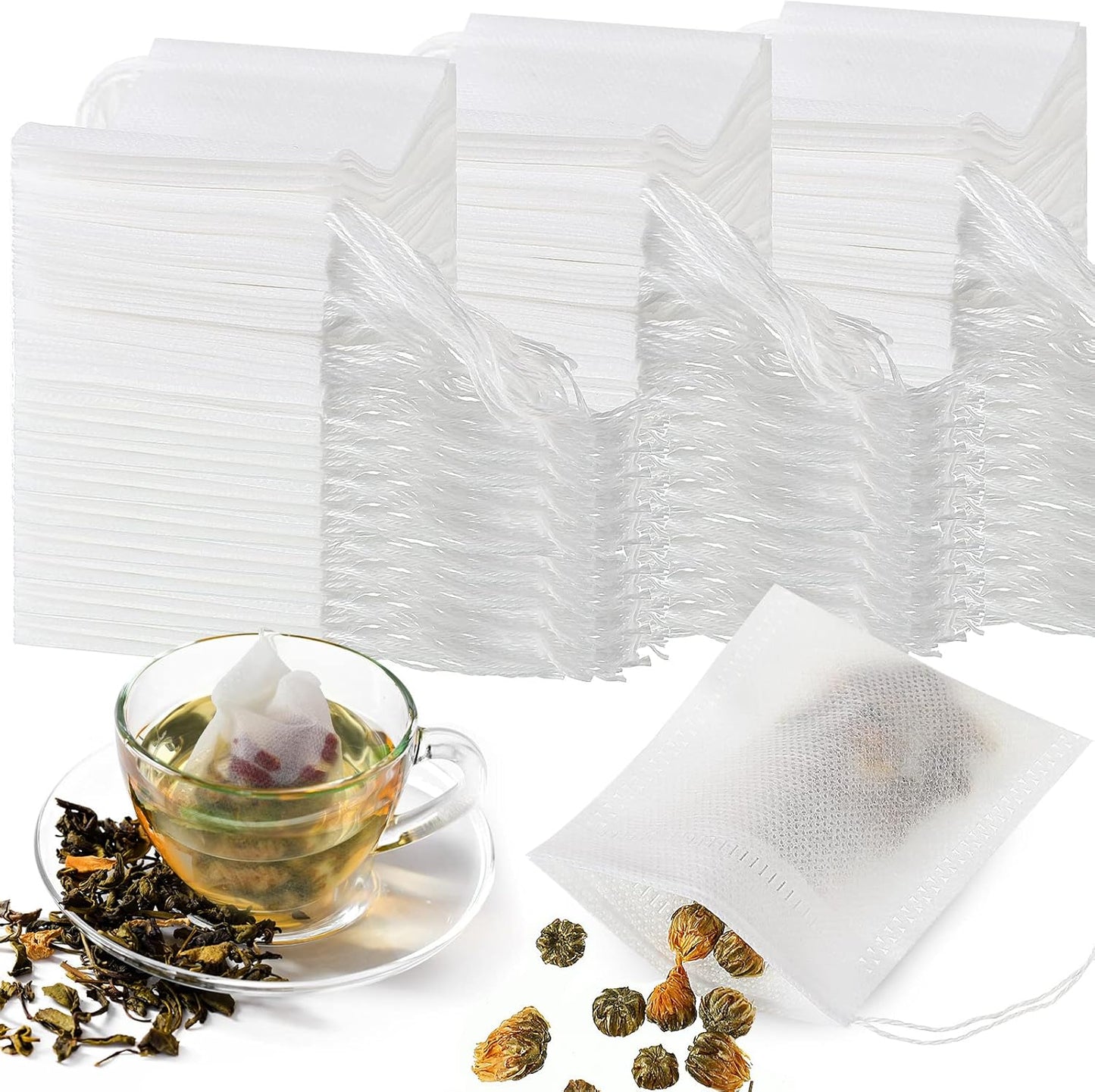 2400 Zubebe Pcs Disposable Tea Bags for Loose Leaf Tea Empty Teas Bags with Drawstring Bulk Filter Infusers for Coffee