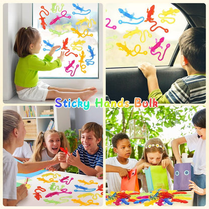 DODOLOL 30 PCS Sticky Gecko Sticky Hands Bulk Sticky Toys for Kids Lizard-Shaped Geckos, Stretchable & Party Favors, Pinata Fillers, Treasure Box Prizes for Classrooms End of Year Student Gifts