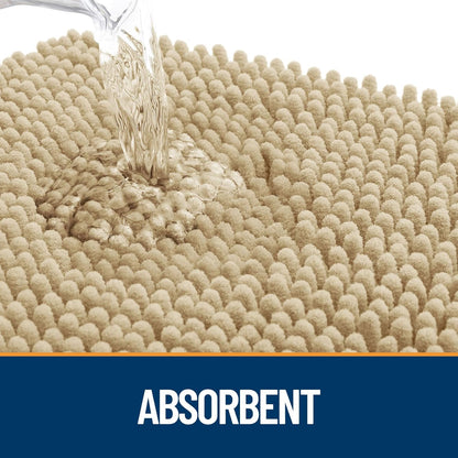OLANLY Dog Door Mat - Absorbent Non-Slip Chenille for Muddy Paws | 59x24 Beige Paw Print Design