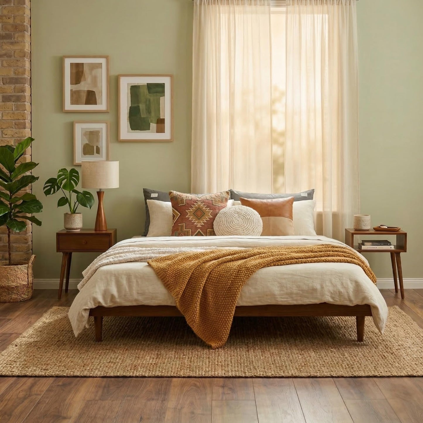 NTC Fly Wooden Bed Frame Without Headboard, Crafted from Walnut, Rubber Wood with Silent Slats and Wood Central Supports, 1000 Lb Capacity, Effortless Assembly, King - Dark Walnut
