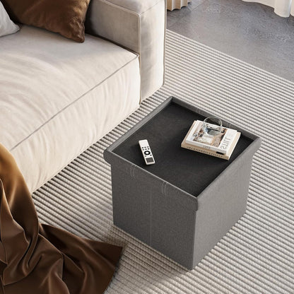 15 inches 300lbs, YOUDENOVA Storage Ottoman Cube, Foldable Storage Boxes, Padded Seat for Dorm Living Room, Support