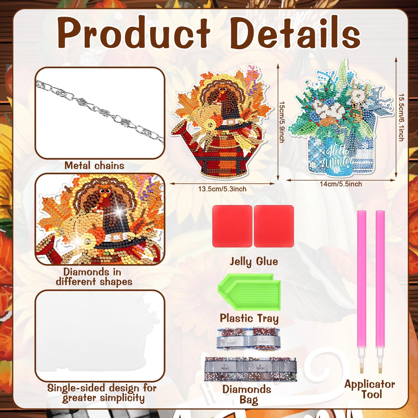 GlikCeil Flowers 12 Pcs Seasonal Diamond Art Hanging Ornaments 5d DIY Diamond Painting Wreath Kits for Wall Door Decor Holiday Year-Round Seasonal Signs for Home Decoration