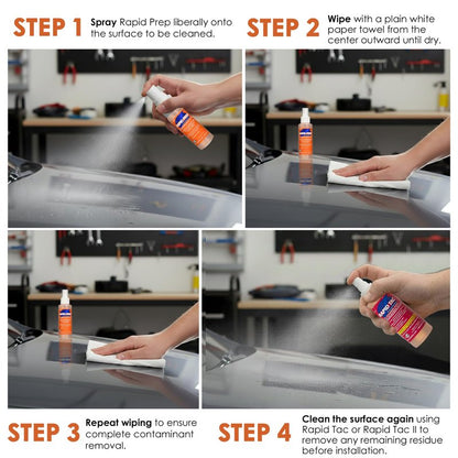 Rapid Tac Rapid Prep Surface Cleaner 4 oz | Safe Water Based solution Removes Wax, Grease, Oil & Silicone Non-Flammable Formula Pre-Cleaning Paint, Sign Materials & Glass Before Vinyl Application