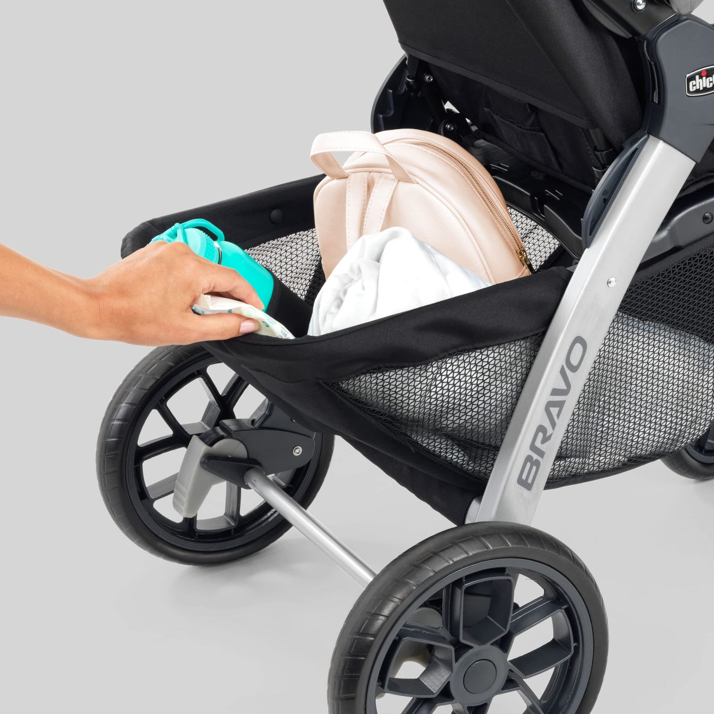 Chicco Bravo 3-in-1 Trio Travel System, Bravo Quick-Fold Stroller with KeyFit 30 Infant Car Seat and Base, Brooklyn/Navy