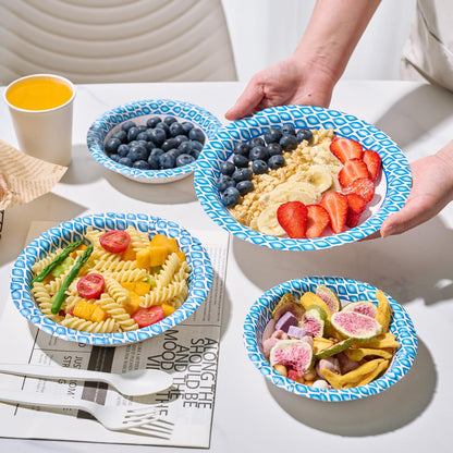 MUCHII 12 Oz Paper Bowls 200 Counts Disposable Bowls, Printed Soak Proof Small Bowls for Breakfast, Lunch, and Dinner Meals