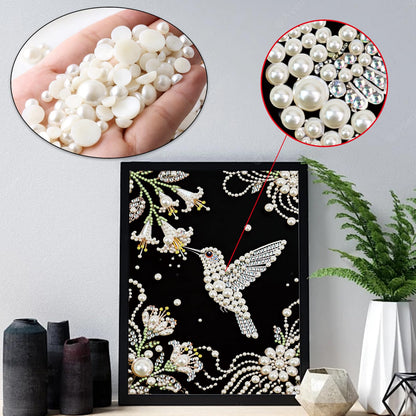 WSLWXSHM Pearl Diamond Painting Kits for Adults Hummingbird, 5D Special Shape Diamond Art Kits for Beginners, Crystal Rhinestones Diamond Painting for Home Wall Decoration Gift 12×16inch, Bird