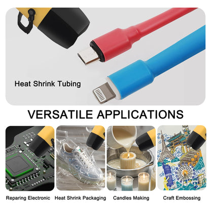 mofa Mini Variable Temp Heat Gun 350W 250℉~850℉(150℃- 450℃) Fast Heating,LCD Digital Display Hot Air Gun Tools with Reflector Nozzle&Tripod Overload Protection for Crafting,Embossing,Drying (Yellow)