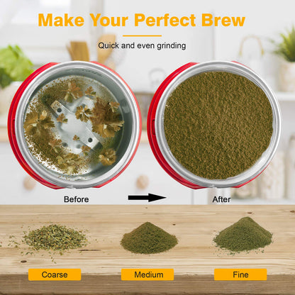 Herb Grinder Electric, Turimon Large Herbal/Coffee Grinders/Mill/Crusher for Spice and Herbs With Cleaning Brush - Black