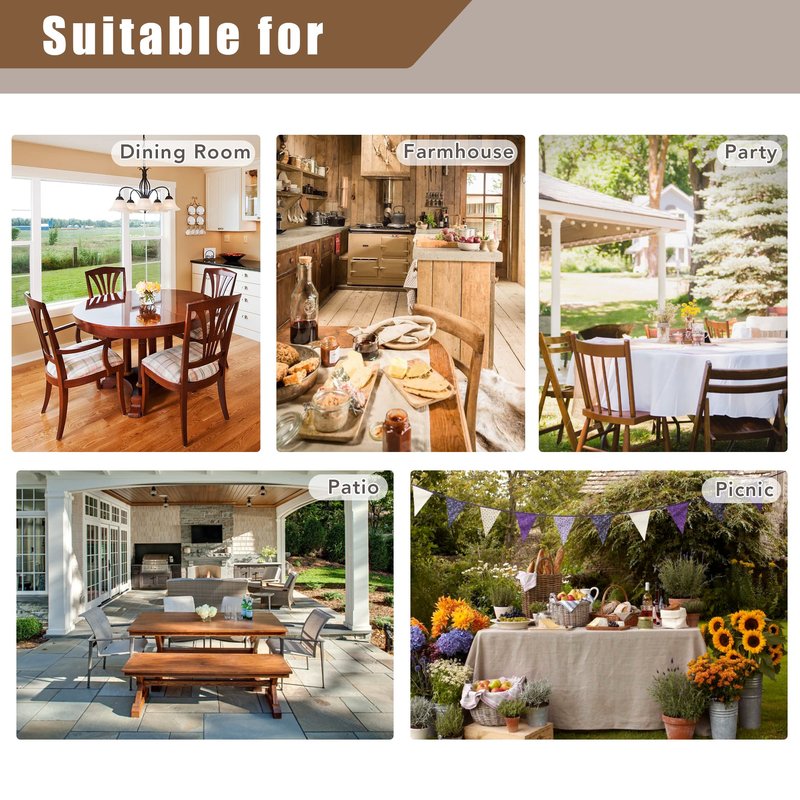 Fitable Nature Faux Linen Tablecloths Rectangle 60 x 84 Inch - 6 Pack Neutral Table Clothes for 4 Foot Tables, Wrinkle-Proof Faux Burlap Table Covers for Dining, Farmhouse, Outdoor Picnic, Camping