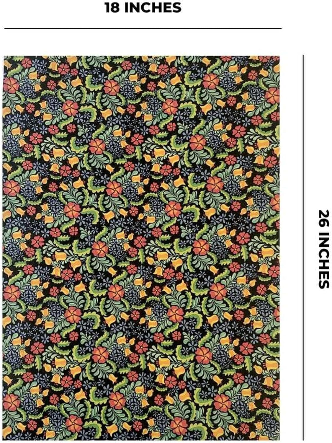 Kitchen Dish Towels, 100% Natural Cotton Mexican Fiesta Talavera Floral Prints, Set of 3 Multi-Color Dishcloths