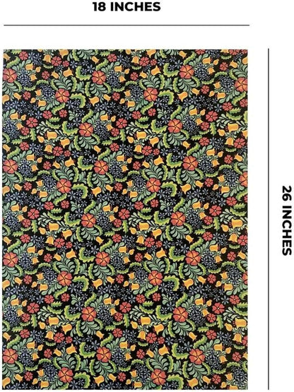 Kitchen Dish Towels, 100% Natural Cotton Mexican Fiesta Talavera Floral Prints, Set of 3 Multi-Color Dishcloths