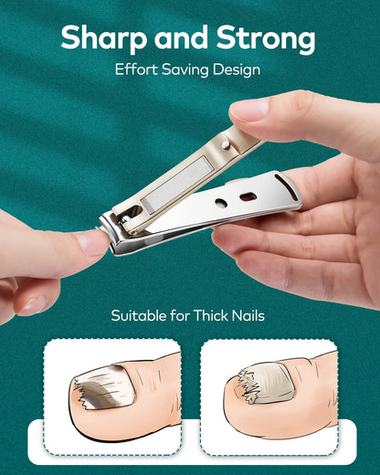 MR.GREEN Nail Clipper 4Pcs Set, Stainless Steel Manicure Pedicure Set, Medical Grade Grooming Kit with Travel Case Gift Box for Man & Woman