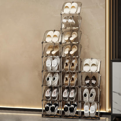 2 YYW Narrow Shoe Rack Vertical Shoes Rack for Entryway Corner Shoe Storage Organizer for Small Spaces Transparently