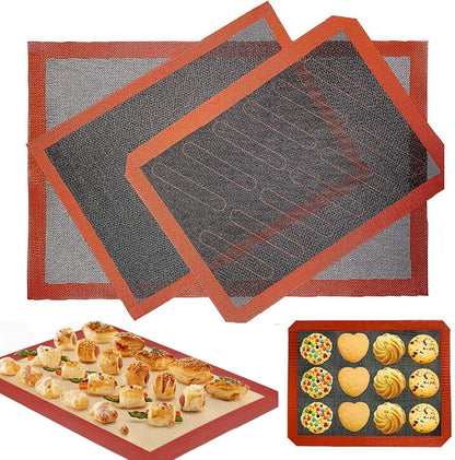 Silicone Hollow Baking Mat Set, 3 Pcs Non-Stick Oven Liner, Breathable Fiberglass Baking Mat for Cooking