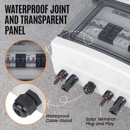 PJERJZN Solar Combiner Box 2 String PV Combiner Box 1000V DC 40A & 20-40KA SPD Power Distribution Box for Solar Panels Off-Grid Systems (2String 2 in 2 Out)