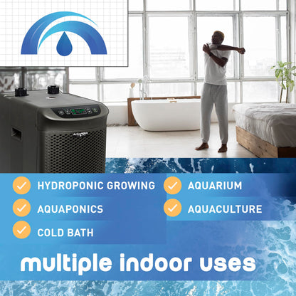Active Aqua 0.10 HP Water Chiller with Boost | Cold Plunge & Ice Bath Cooler | Digital Temp Control | Fresh & Salt Water, Hydroponics, Aquariums | 10–40 Gal
